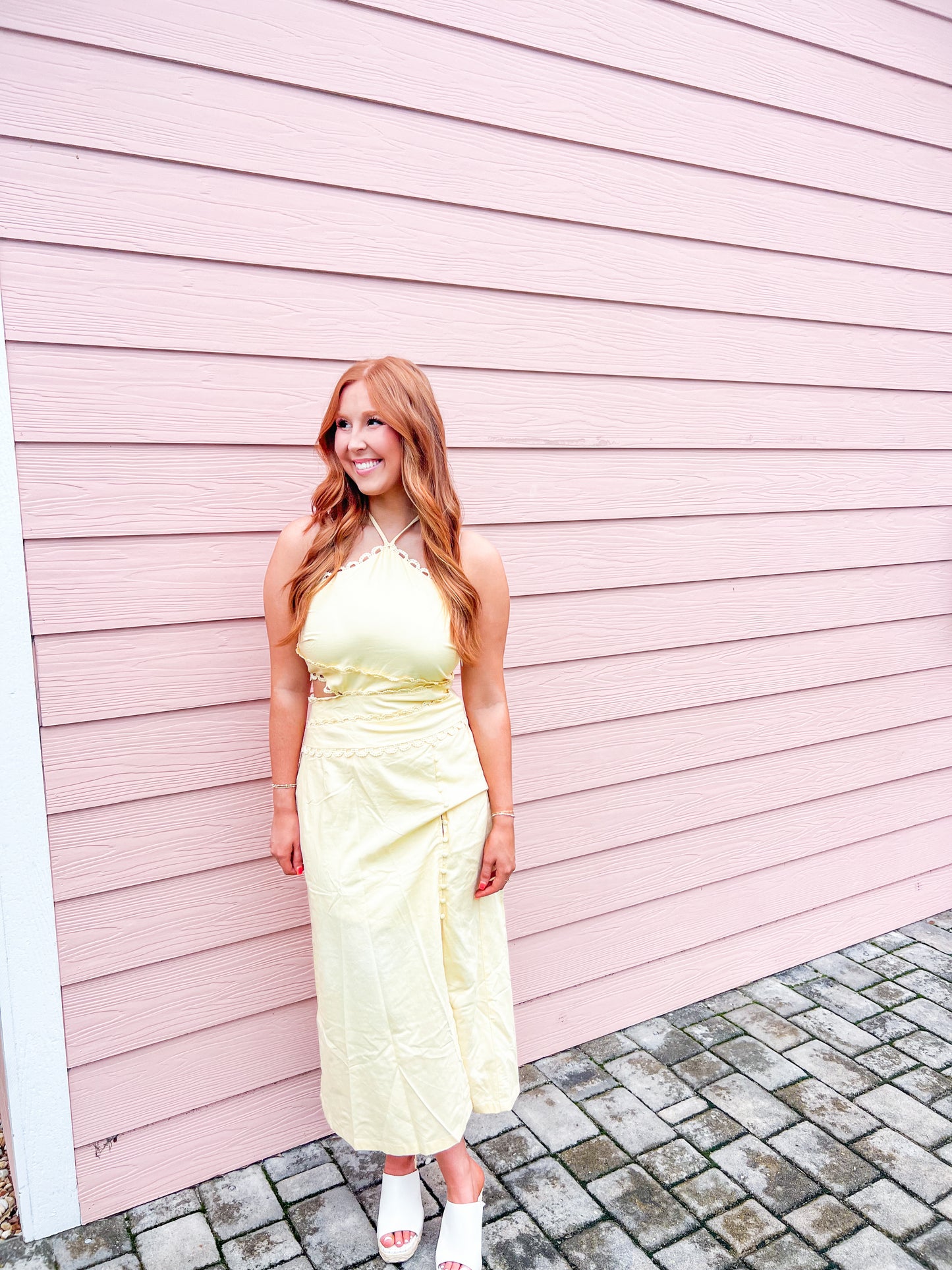 Ella Lace Trim Midi Dress