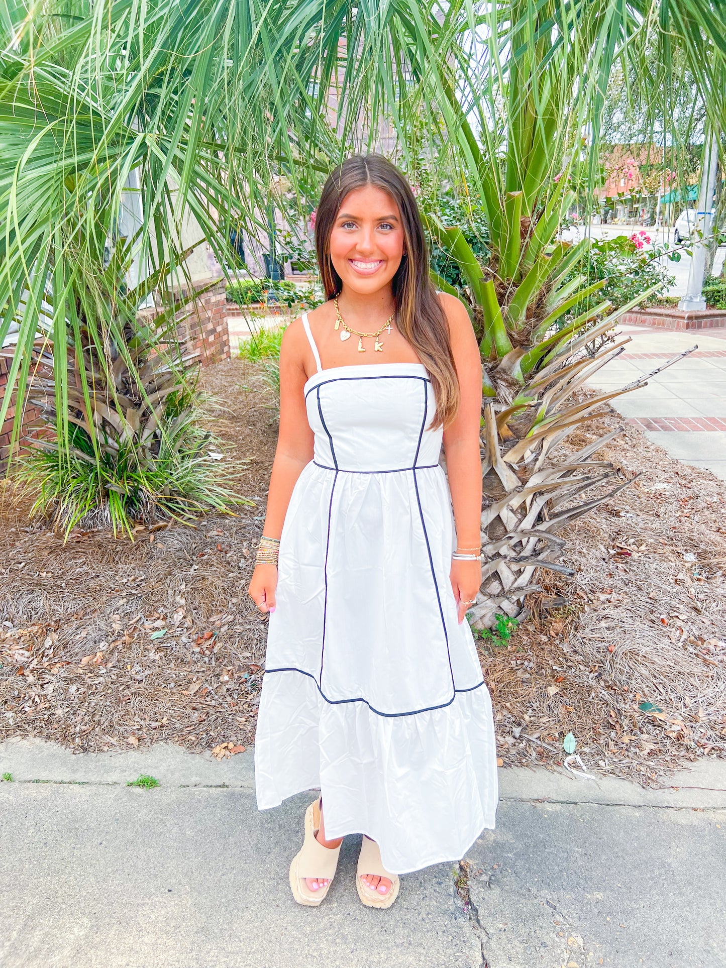 Kelly Contrast Midi Dress - White