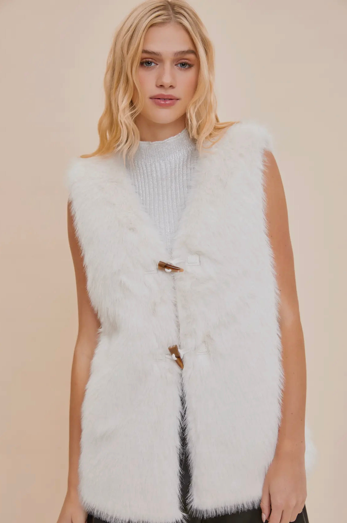 Hazel Faux Fur Vest - Ivory