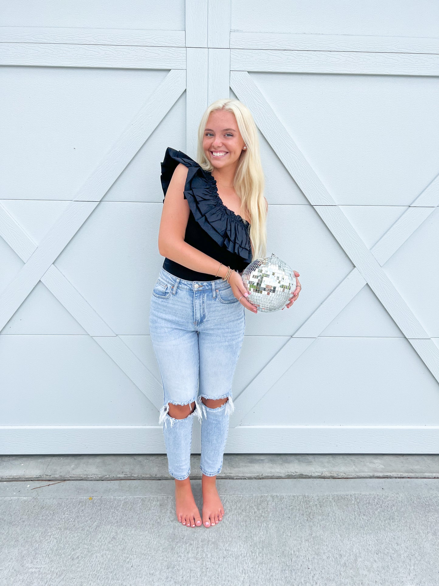 Black Ruffle Bodysuit