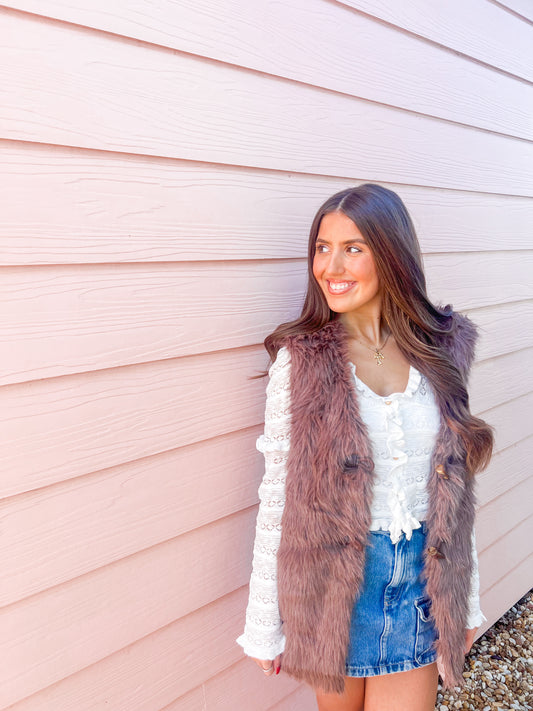 Hazel Faux Fur Vest - Brown