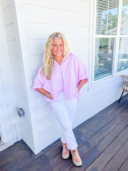 Maggie Striped Top - Pink