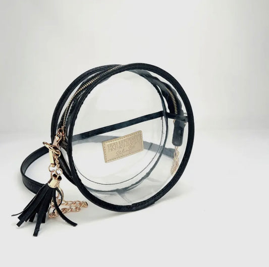 Clear Circle Stadium Bag - Black Snakeskin