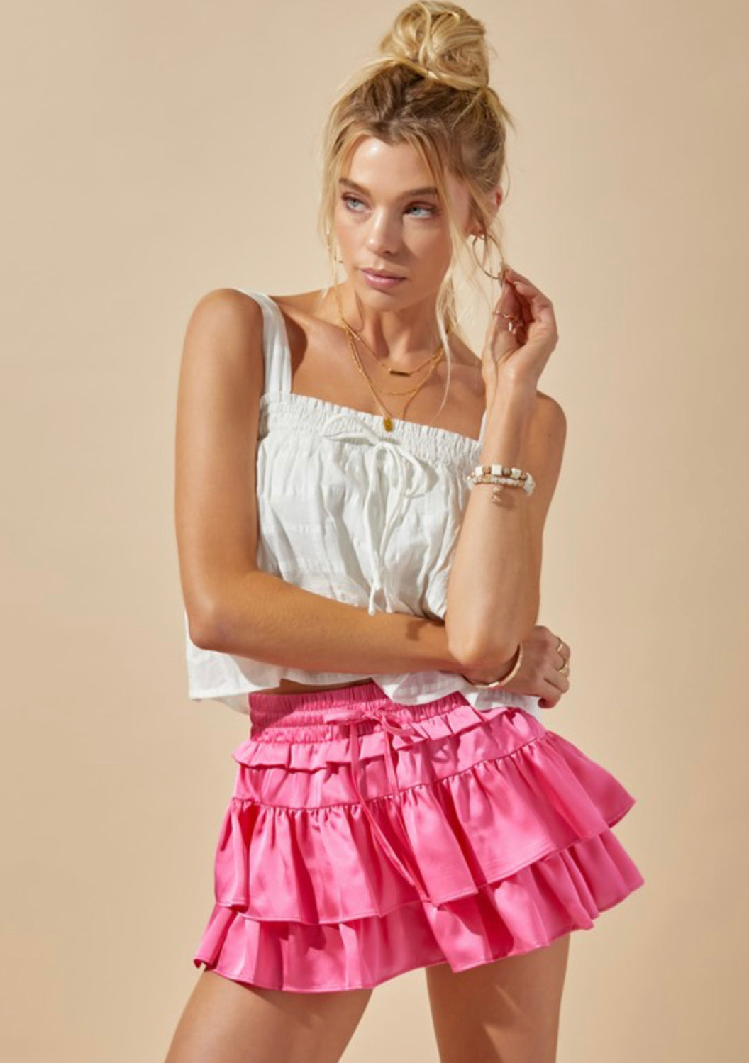 Bubblegum Ruffle Mini Skirt