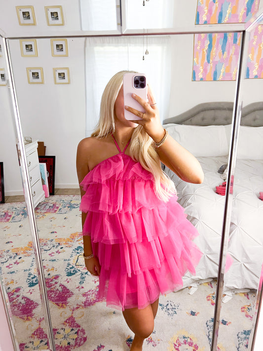 Pink Tulle Mini Dress